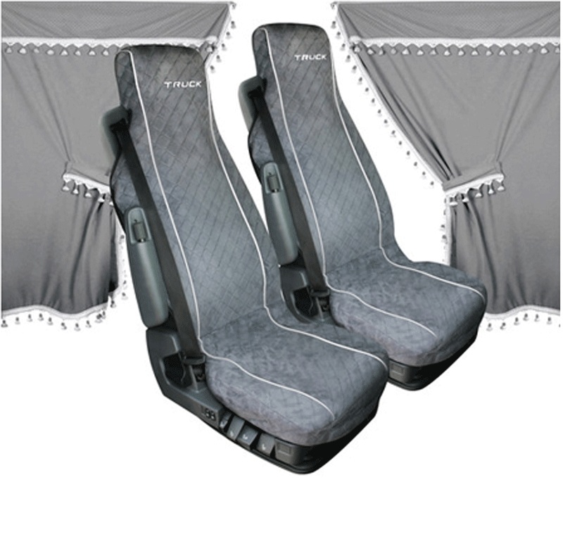 Set interieur rideau plus housses en microfibre gris