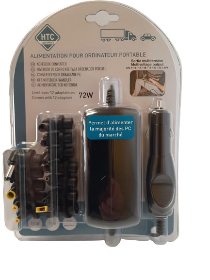Convertisseur 12V pour ordinateur portable 3,5A  avec 12 connecteurs