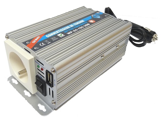 Convertisseur de tension 24V / 220V  150W avec prise USB-A  2A