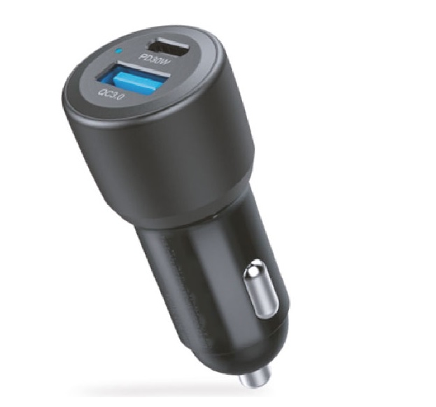 Chargeur de voiture 12V/24V double USB charge rapide 60W total  USB-A QC3.0 30W + USB-C PD 30W