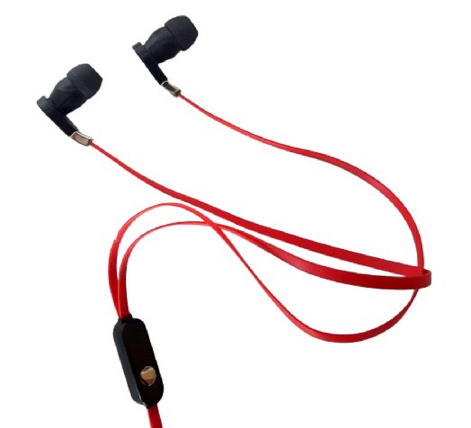 Ecouteurs pour smartphone ou tablette avec micro + câble 1.2m  rouge