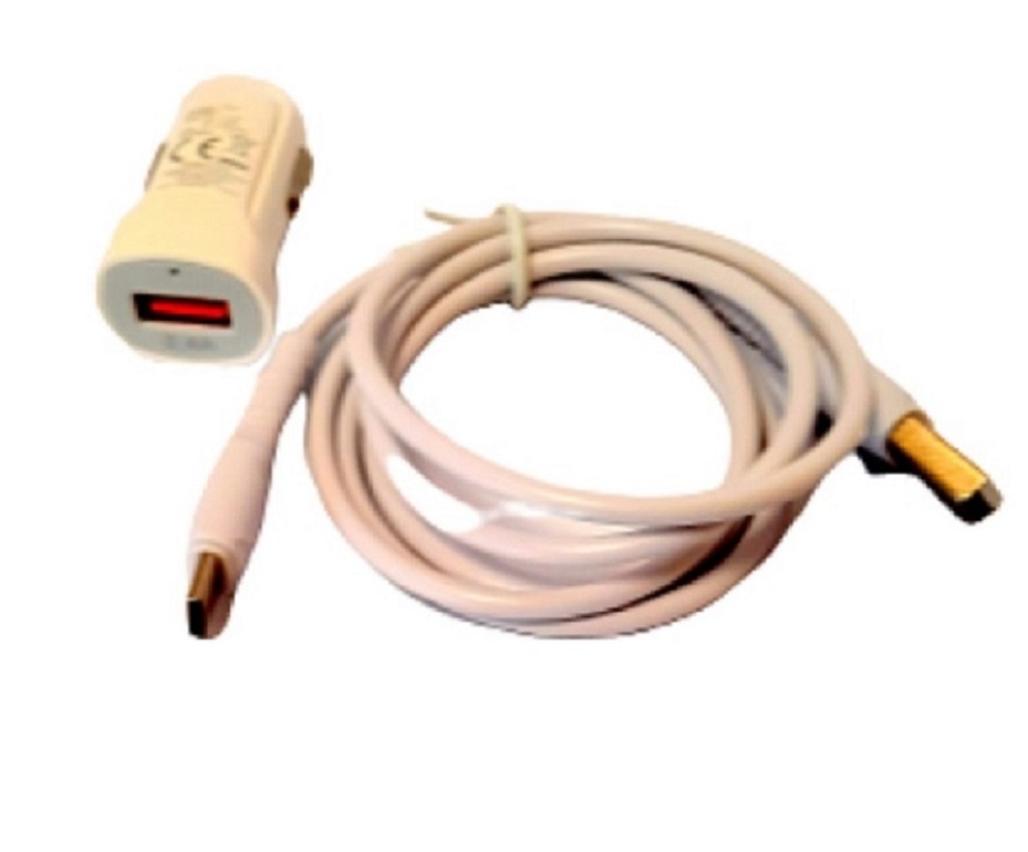 Chargeur allume cigare 12V / 24V USB A  2.4 A  avec câble USB C 1 metre