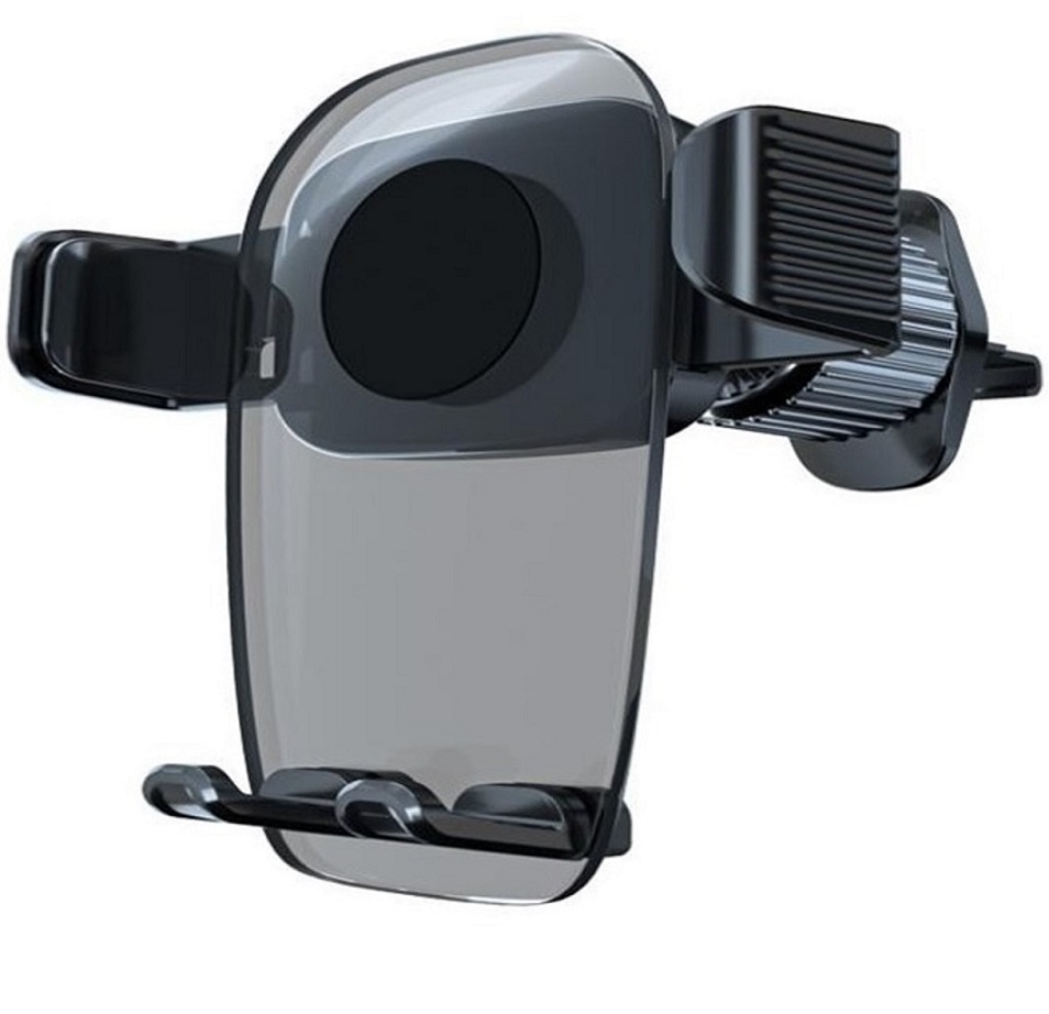 Porte t&eacute;l&eacute;phone rotatif&nbsp; transparent &agrave; pince 360&deg;fixation sur la grille d'a&eacute;ration