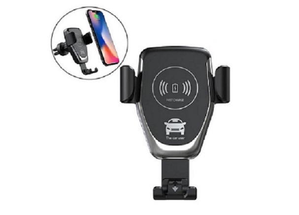 Porte t&eacute;l&eacute;phone chargeur sans fil &agrave; induction 10 W avec 2 systemes de fixation