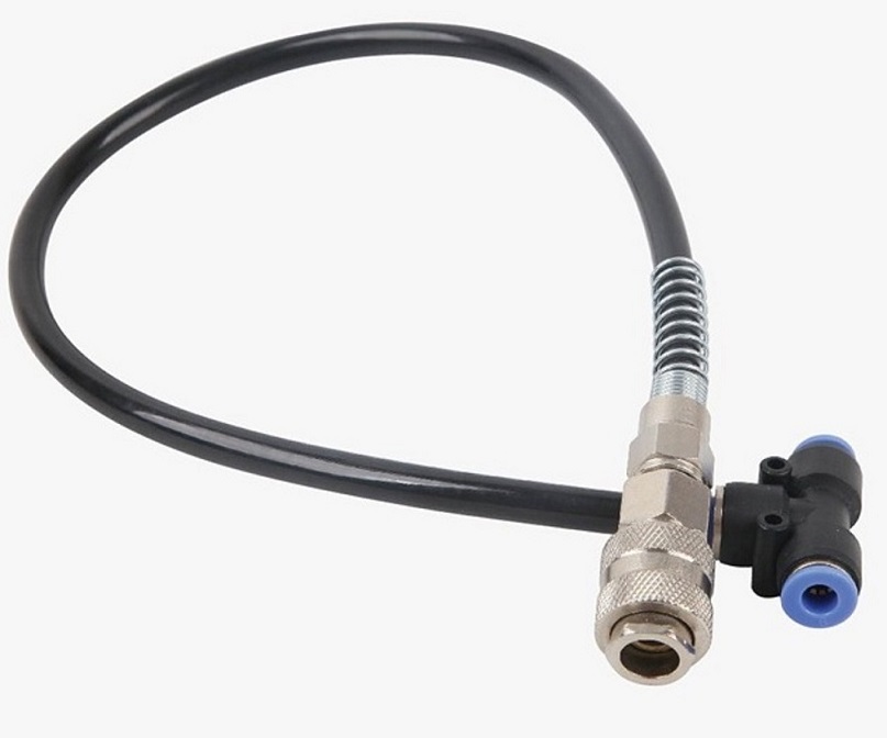 Raccord rapide en T pour pistolet &agrave; air avec tuyau de 50cm