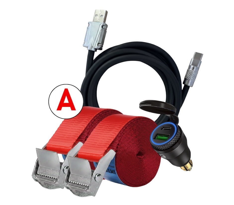 PACK MOTO 4 PCS: 1SANGLE +1 Prise DIN+1 câble USB-C+1 disque A 