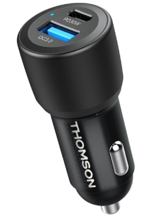 PACK CHARGEUR DE VOITURE 60W TOTAL  12V/24V AVEC CABLE  USB-A VERS  LIGHTNING 3A