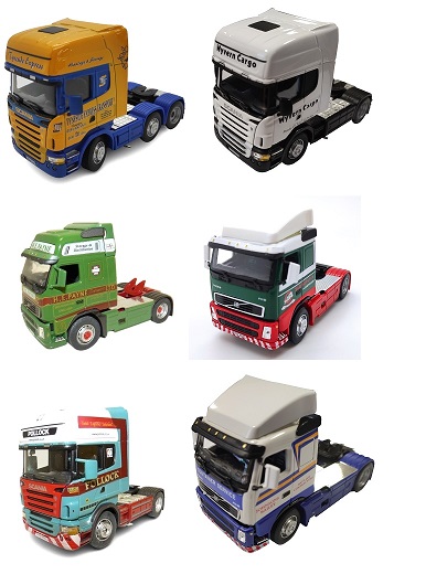 Assortiment 6 tracteurs 1/50&egrave;me SCANIA et VOLVO