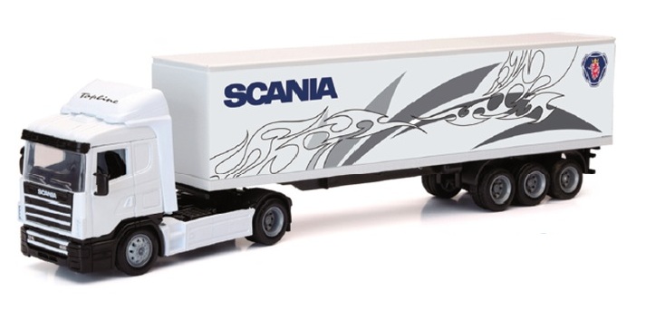 CAMION NEWRAY 1/43ème SCANIA R124/400 BLANC AVEC REMORQUE