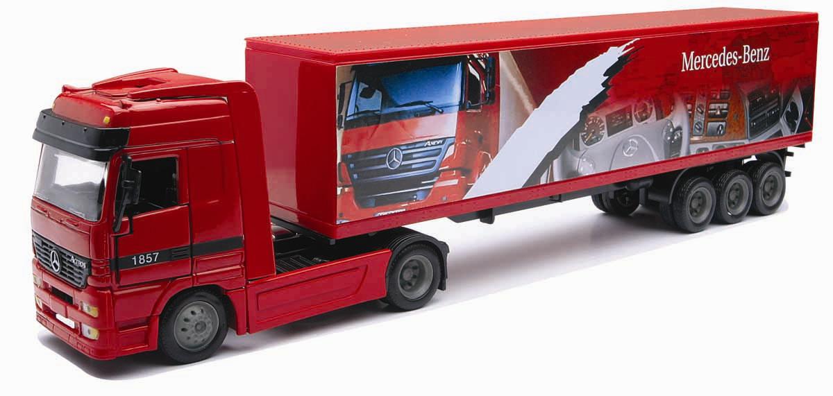 Camion 1/43&egrave;me MERCEDES BENZ rouge avec remorque container