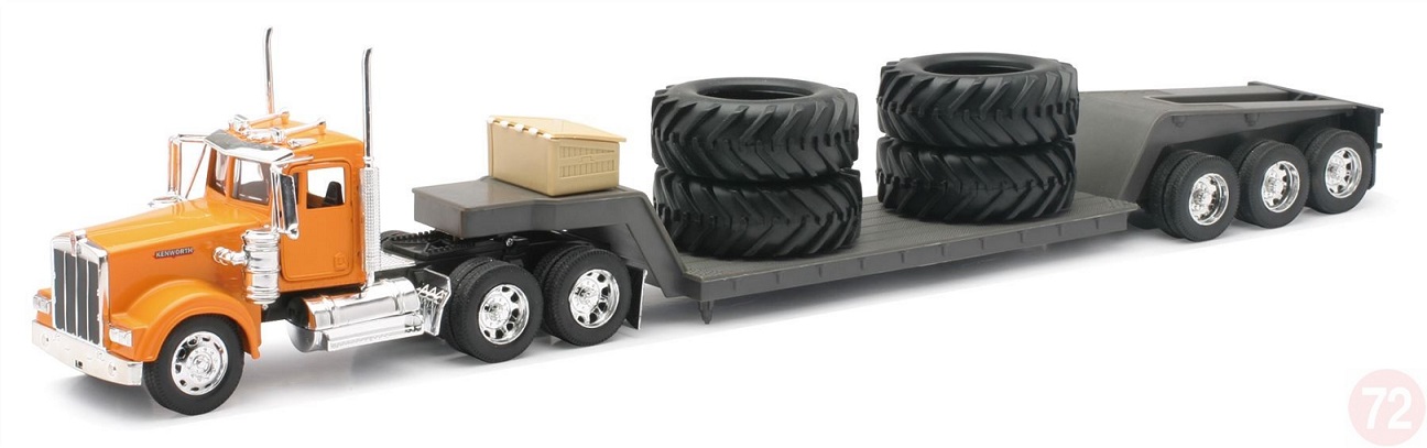 Camion 1/32&egrave;me KENWORTH remorque plate avec pneus