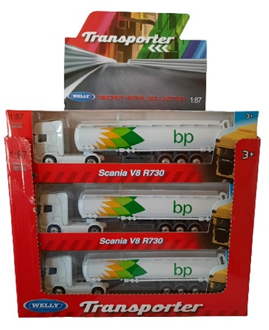 Display 18 camions citerne marque BP &eacute;chelle 1/87&egrave;me