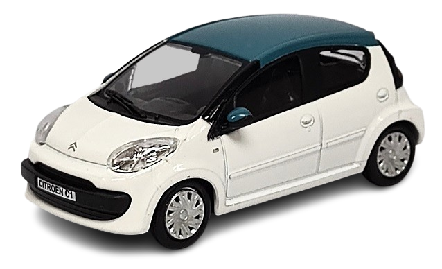CITROEN C1 BLANC/BLEU CARARAMA 1/43&egrave;me