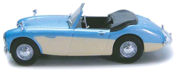 Voiture vintage Austin Healey bleu et blanc 1/43&egrave;me
