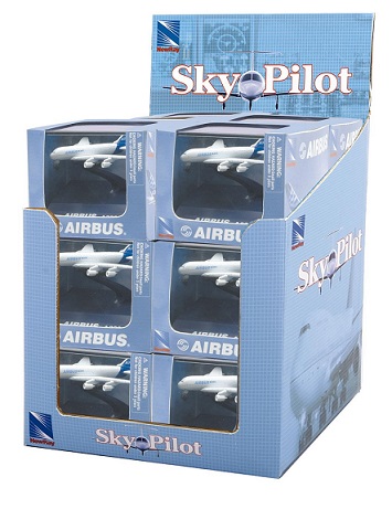 Display 24 avions 1/11&egrave;me  Airbus A320 et Airbus A380  assortis sur socle