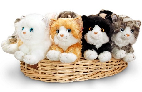 Assortiment 12 peluches chats 25cm  4 assortis