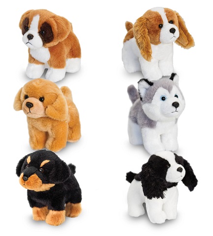 Assortiment 6 peluches chiens 12cm avec laisse
