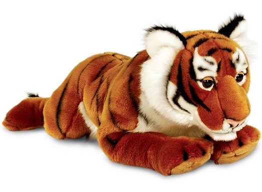 Peluche tigre roux couch&eacute; 100cm